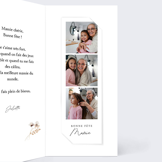 Carte fête des grands-mères Élégance Florale Intérieur Droit