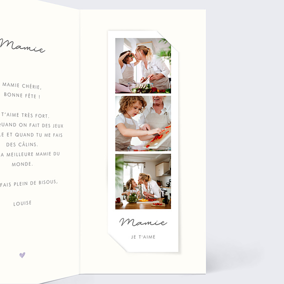 Carte fête des grands-mères Petits Coeurs Intérieur Droit