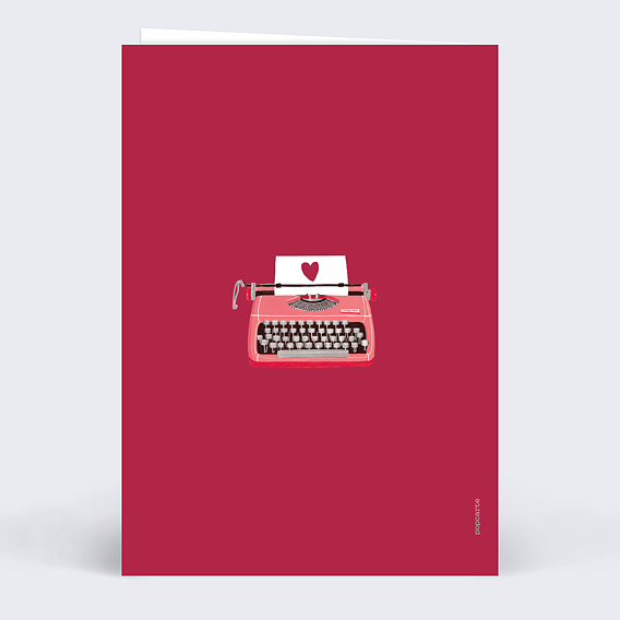 Carte fête des grands-mères Machine à écrire Verso