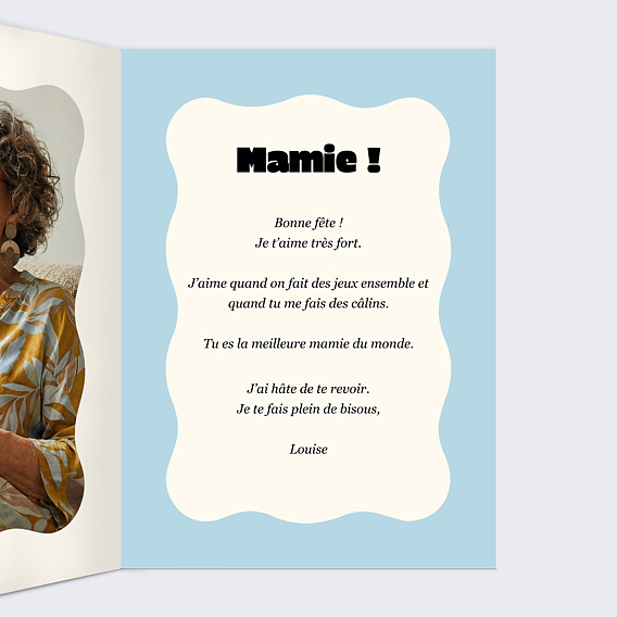 Carte fête des grands-mères Rayures d'amour Intérieur Droit