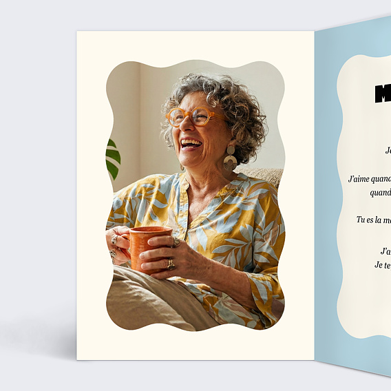 Carte fête des grands-mères Rayures d'amour Intérieur Gauche