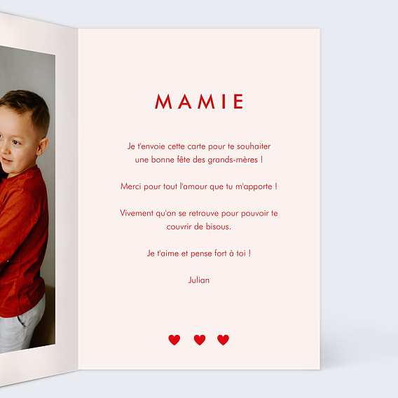Carte fête des grands-mères 1001 Coeurs Intérieur Droit