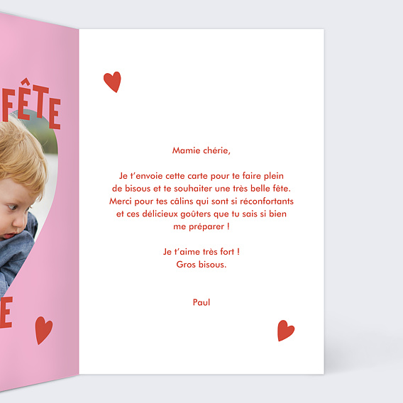 Carte fête des grands-mères Coeur d’Exception Intérieur Droit