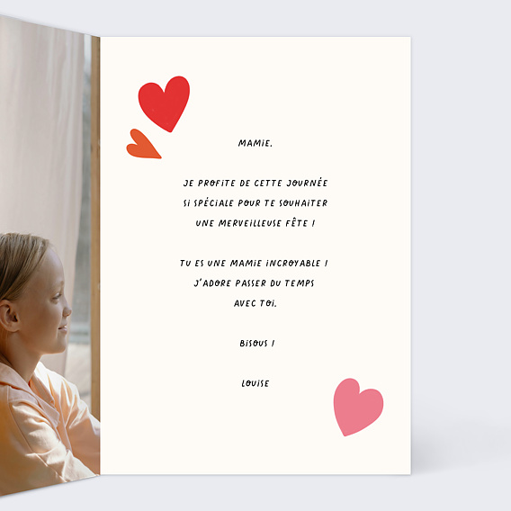 Carte fête des grands-mères Cœurs Expressifs Intérieur Droit