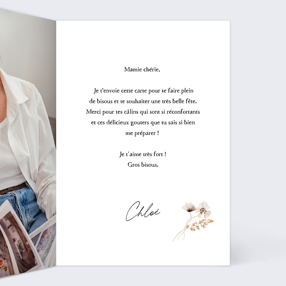 Carte fête des grands-mères Élégance Florale Intérieur Droit