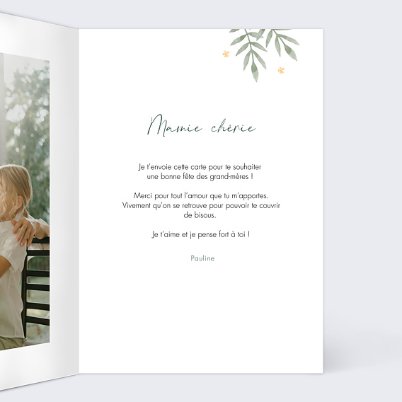 Carte fête des grands-mères Fleurs Festives Intérieur Droit