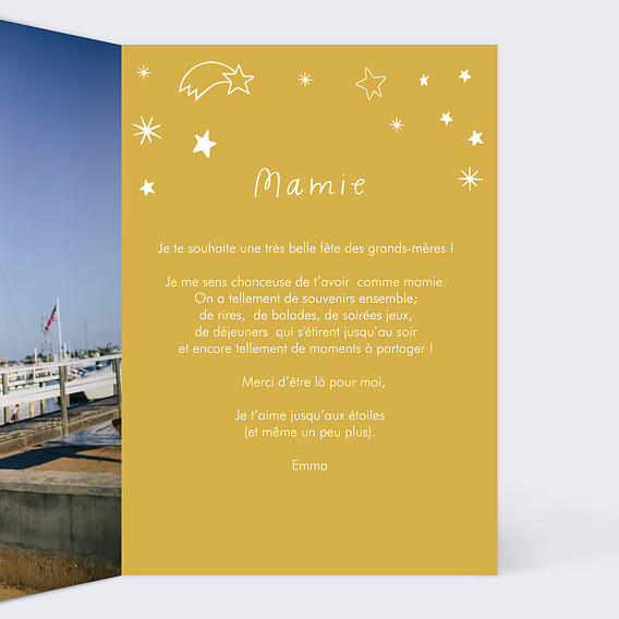 Carte fête des grands-mères Jusqu'aux étoiles Intérieur Droit
