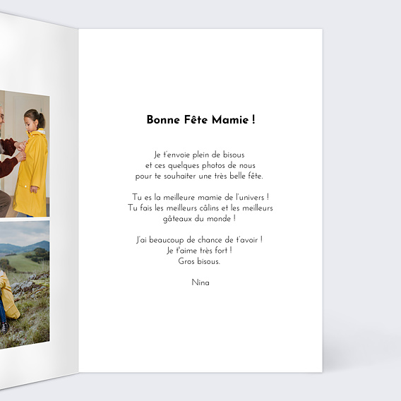 Carte fête des grands-mères Mots Doux Intérieur Droit