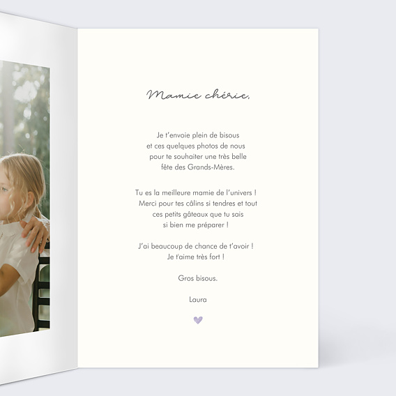 Carte fête des grands-mères Petits Coeurs Intérieur Droit