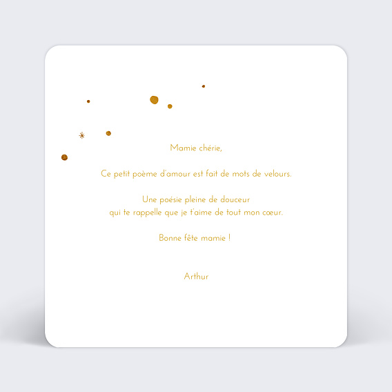 Carte fête des grands-mères Golden Dots Touch Verso