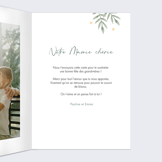 Carte fête des grands-mères Fleurs Festives Intérieur Droit