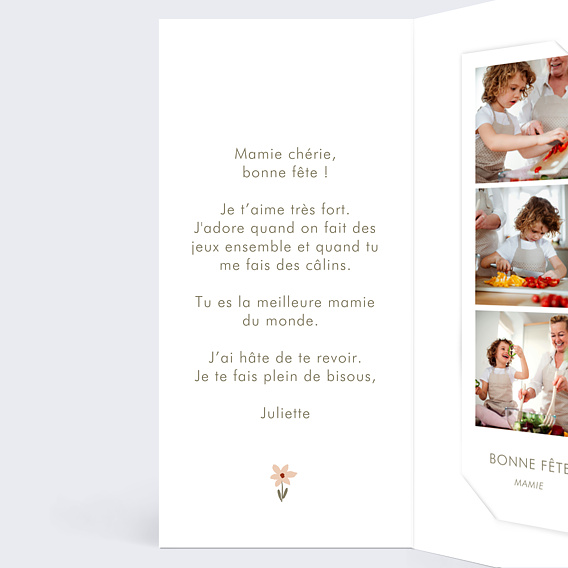 Carte fête des grands-mères Petites Fleurs Intérieur Gauche
