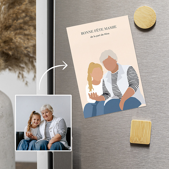 Carte fête des grands-mères Portrait en illustration minimaliste