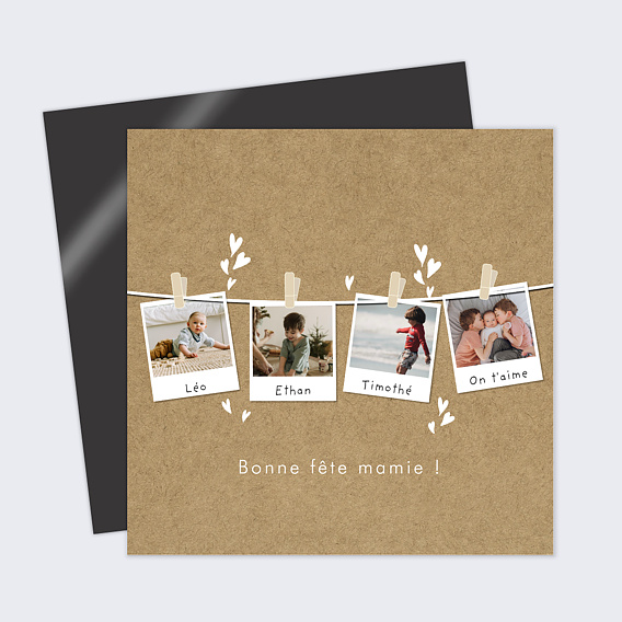 Carte fête des grands-mères Corde à linge