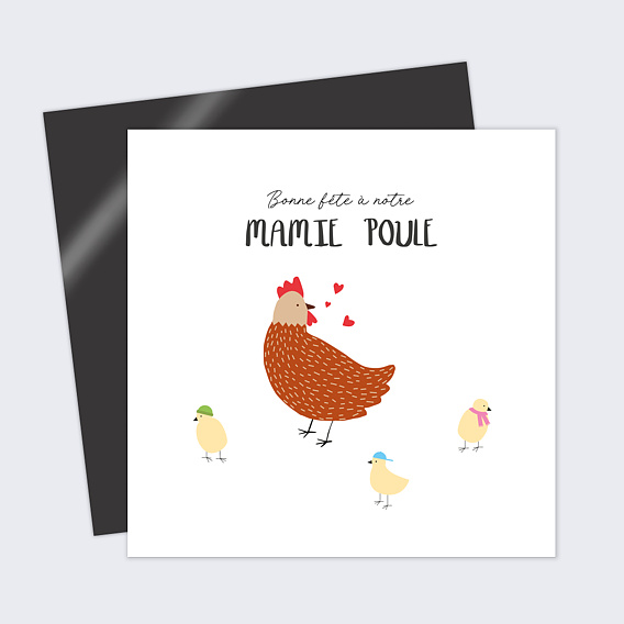 Carte fête des grands-mères Mamie Poule