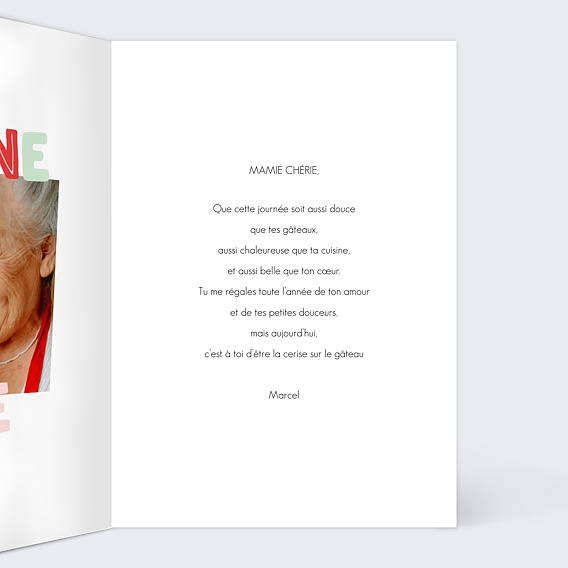 Carte fête des grands-mères Patchwork Intérieur Droit