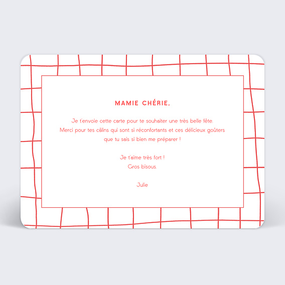 Carte fête des grands-mères Picnic Heureux Verso