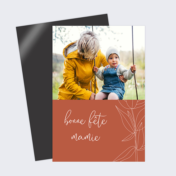 Carte fête des grands-mères Fleur Terracotta