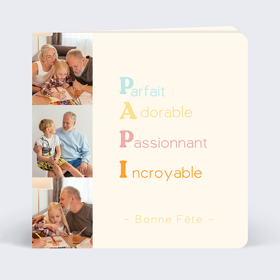 Carte Fête des Grands-Pères Acrostiche coloré