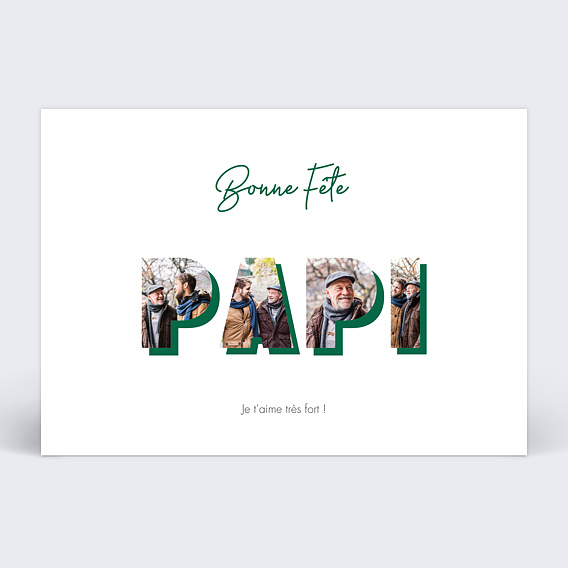 Carte Fête des Grands-Pères Lettres Papi