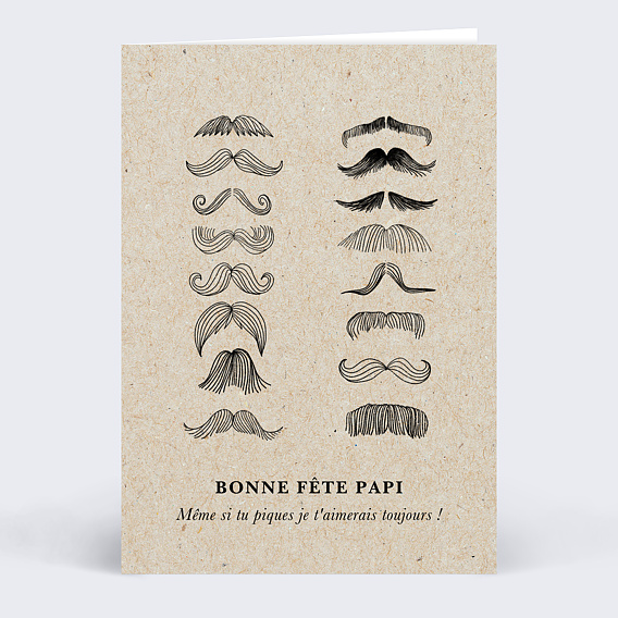 Carte Fête des Grands-Pères Papi moustache