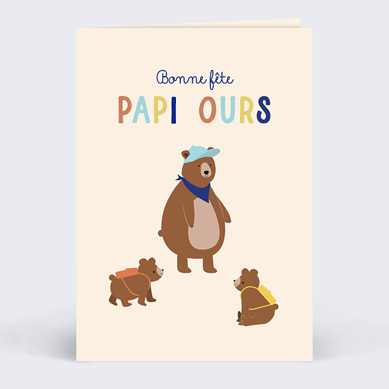 Carte fête des grands-pères Papi Ours