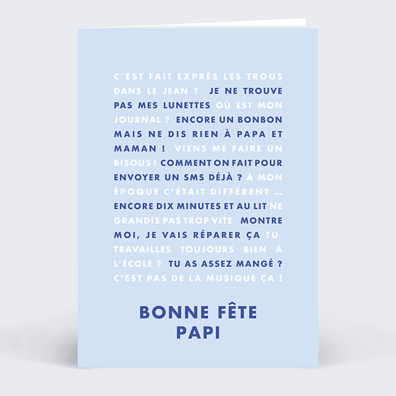 Carte Fête des Grands-Pères Phrases Papi