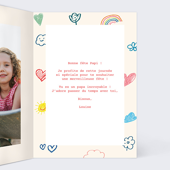 Carte fête des grands-pères Coloriage pour papi Intérieur Droit