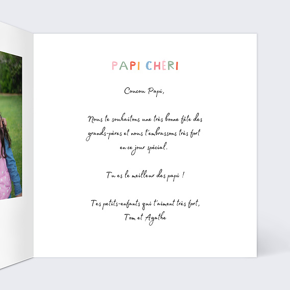 Carte fête des grands-pères Nœud Papillon  Intérieur Droit