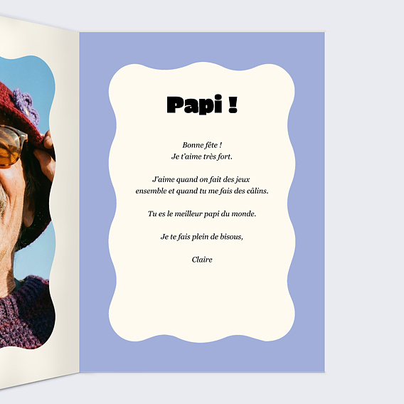 Carte fête des grands-pères Rayures d'amour Intérieur Droit