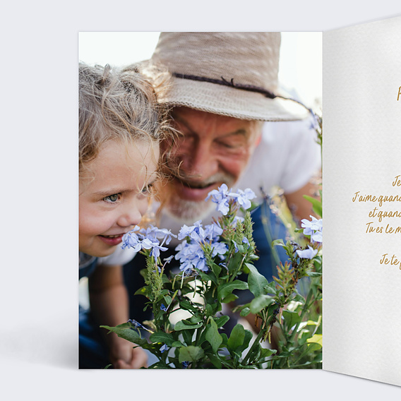 Carte fête des grands-pères Papi en or Intérieur Gauche
