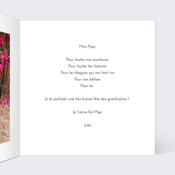 Carte fête des grands-pères Pêle-Mêle Coeur Intérieur Droit