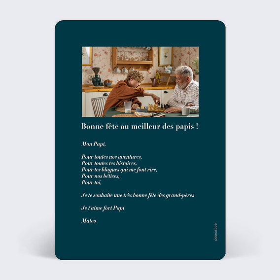 Carte fête des grands-pères Spécial Fête des Grands-Pères Verso
