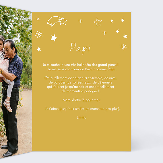 Carte fête des grands-pères Jusqu'aux étoiles Intérieur Droit