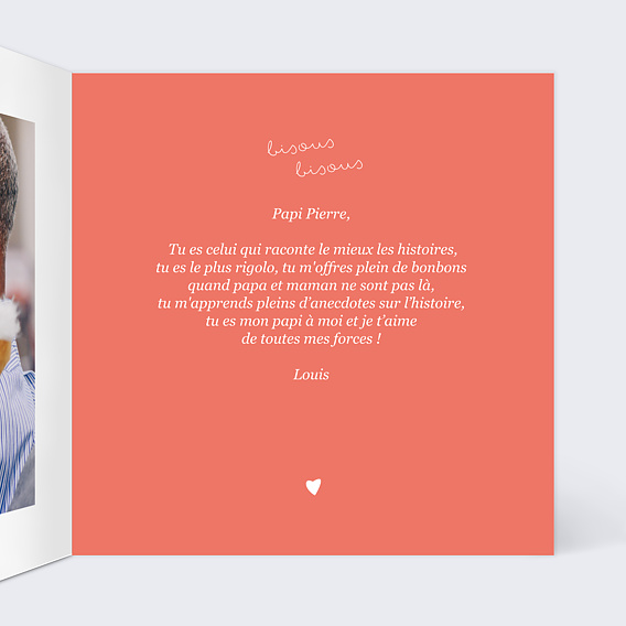 Carte fête des grands-pères Camion de Bisous Intérieur Droit