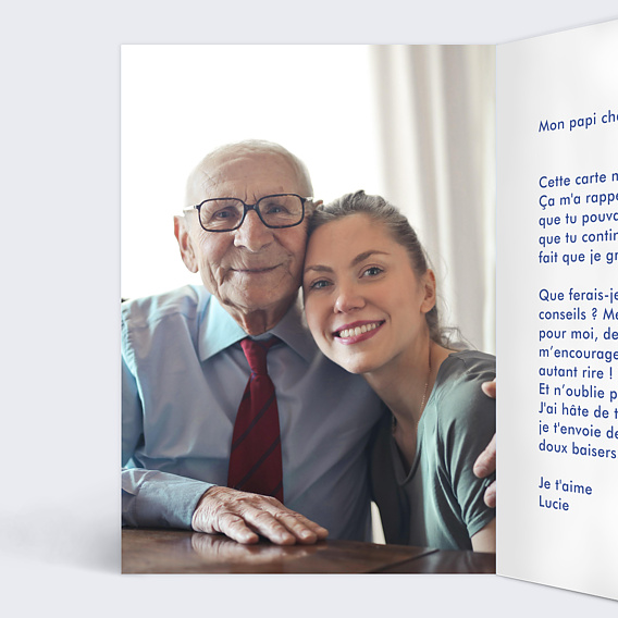 Carte Fête des Grands-Pères Phrases Papi Intérieur Gauche