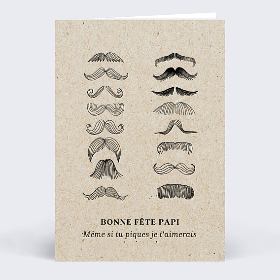 Carte fête des grands-pères Papi moustache
