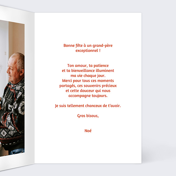 Carte fête des grands-pères Première fête Intérieur Droit