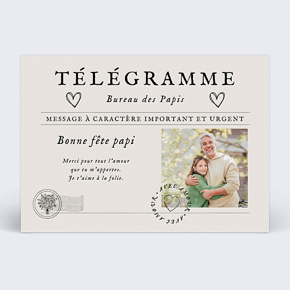 Carte fête des grands-pères Télégramme