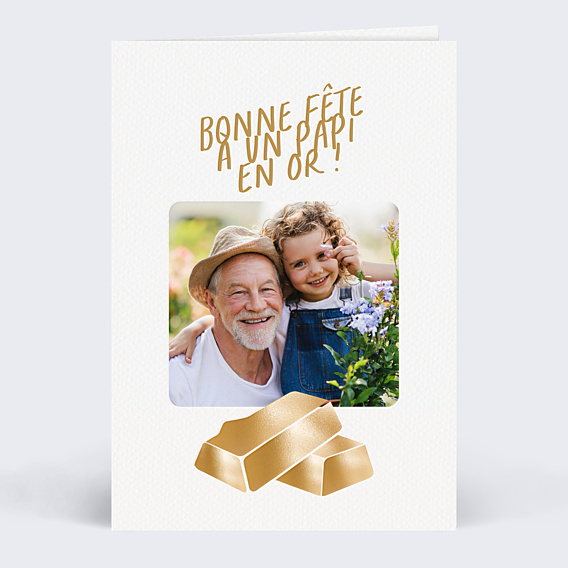 Carte fête des grands-pères Papi en or