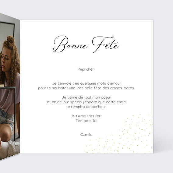 Carte fête des grands-pères Feuille d'or Intérieur Droit