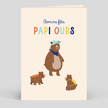 Carte fête des grands-pères Papi Ours