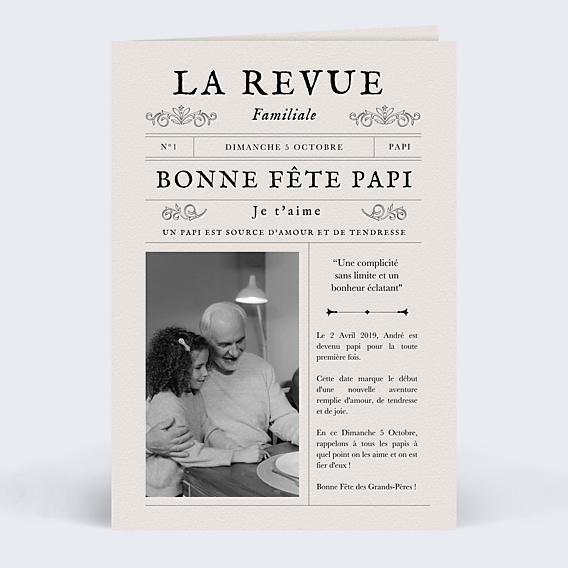 Carte fête des grands-pères Journal de Papi