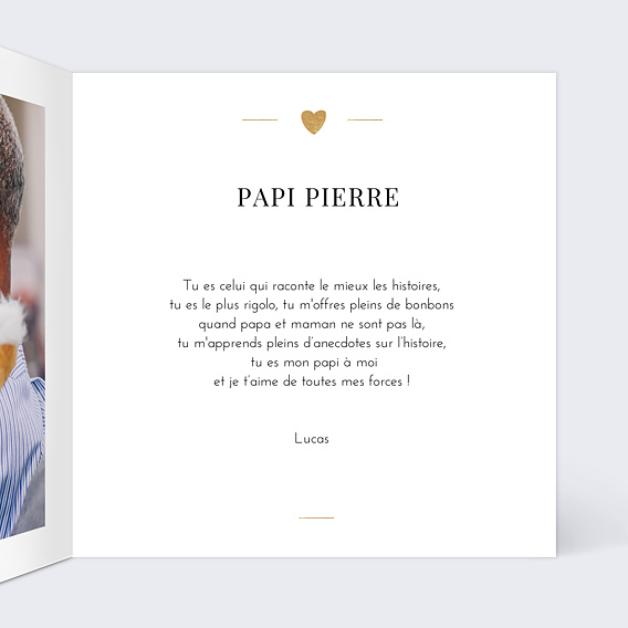 Carte fête des grands-pères Jeu Typographique Intérieur Droit