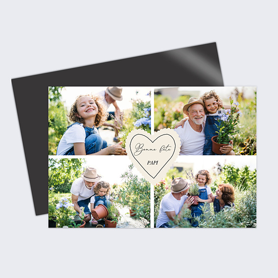Carte fête des grands-pères Étiquette coeur