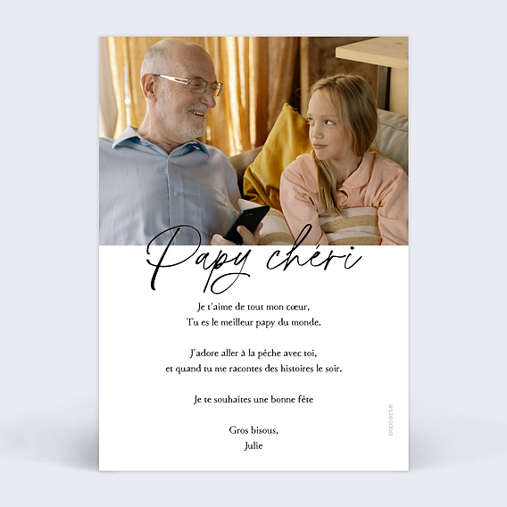 Carte fête des grands-pères Pêle-mêle Verso