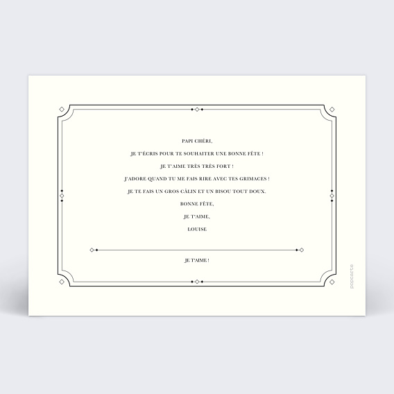 Carte fête des grands-pères Le diplôme Verso