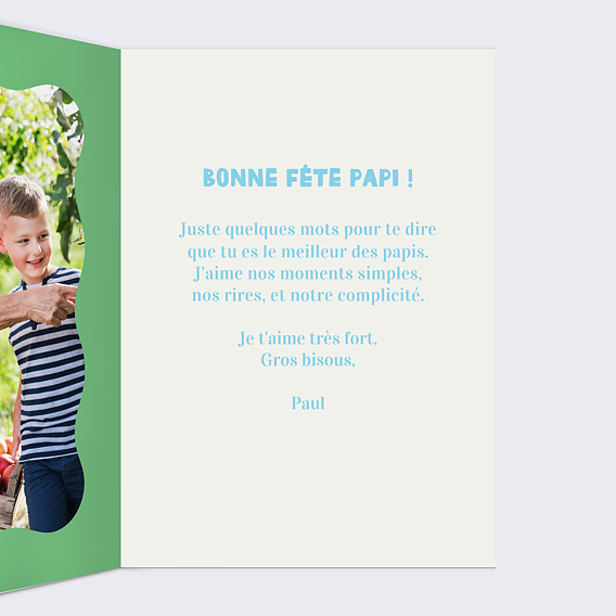 Carte fête des grands-pères Cœur iconique Intérieur Droit