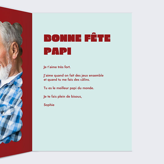 Carte fête des grands-pères Quatre mots Intérieur Droit