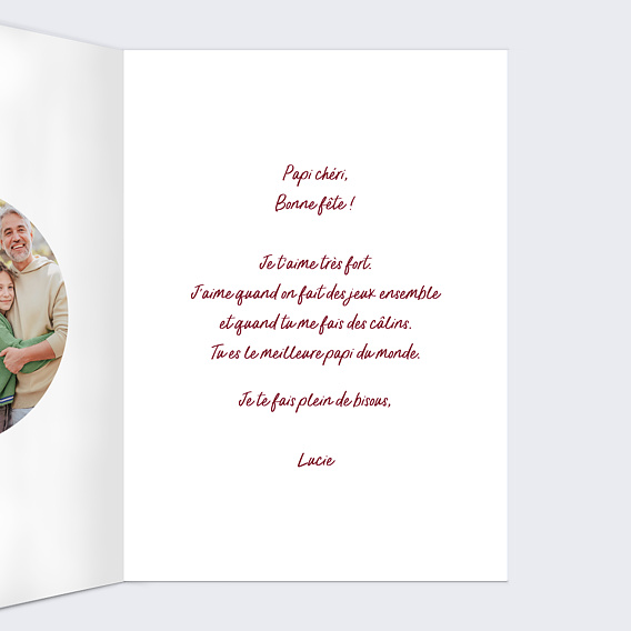 Carte fête des grands-pères Red notes Intérieur Droit